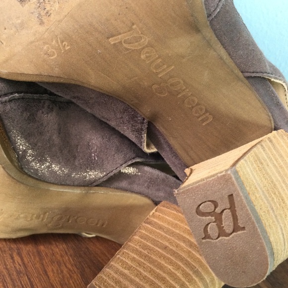 Paul Green Women's Willow Peep Toe High Heel Booties Gold Sandals Shoes - Picture 6 of 8